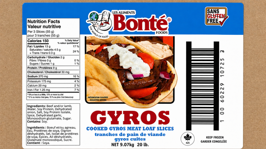 Bonte Foods Cooked Gyros Meat Loaf Slices (Frozen) NON HALAL