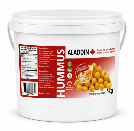 Aladdin Dips Hummus with Roasted Red Pepper – 5 KG Pail